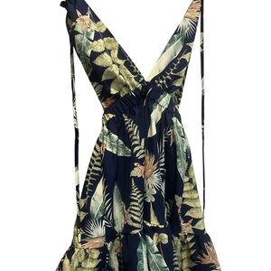 Tropical Print V-Neck Dress